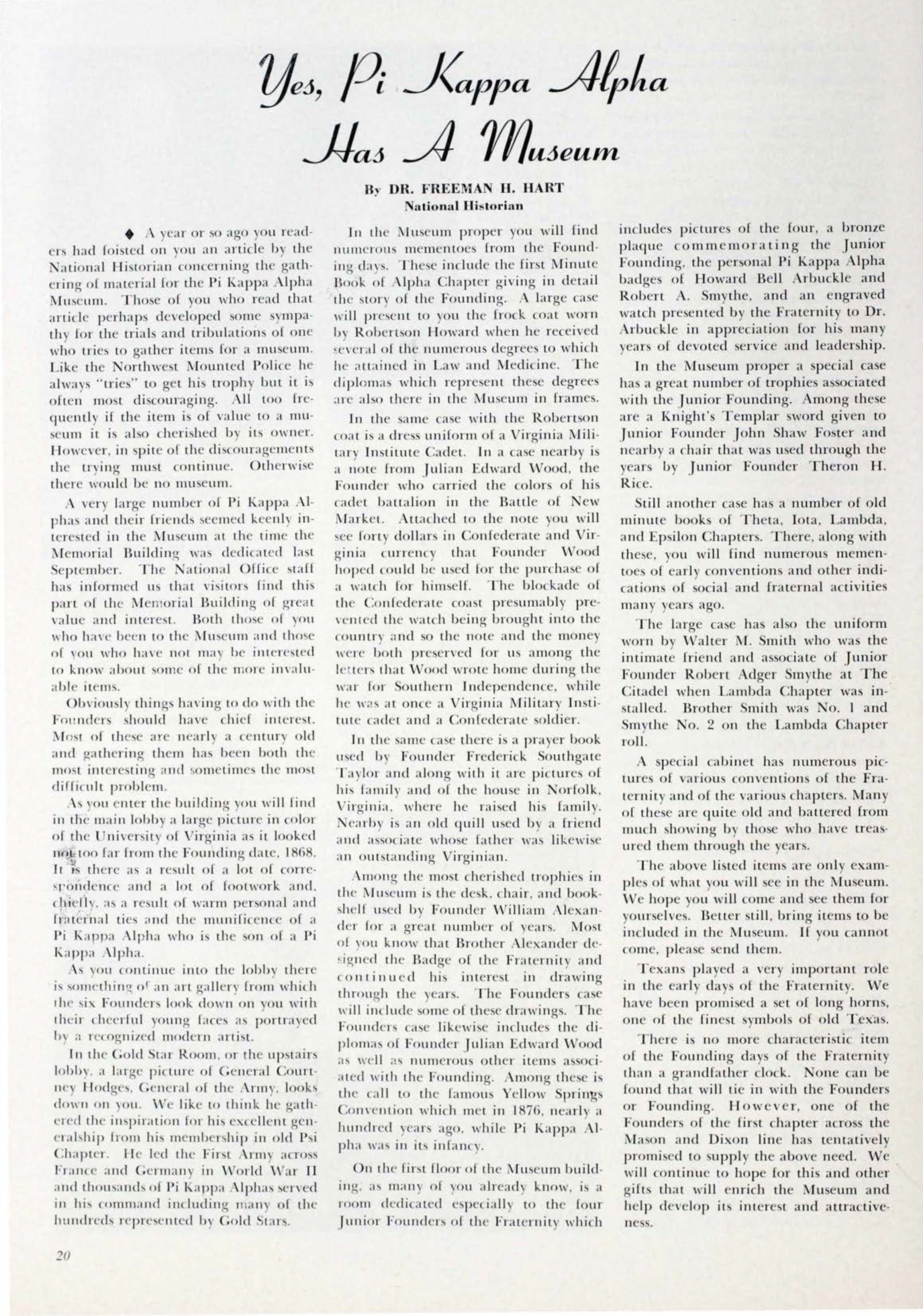 Yes, Pi Kappa Alpha Has A Museum